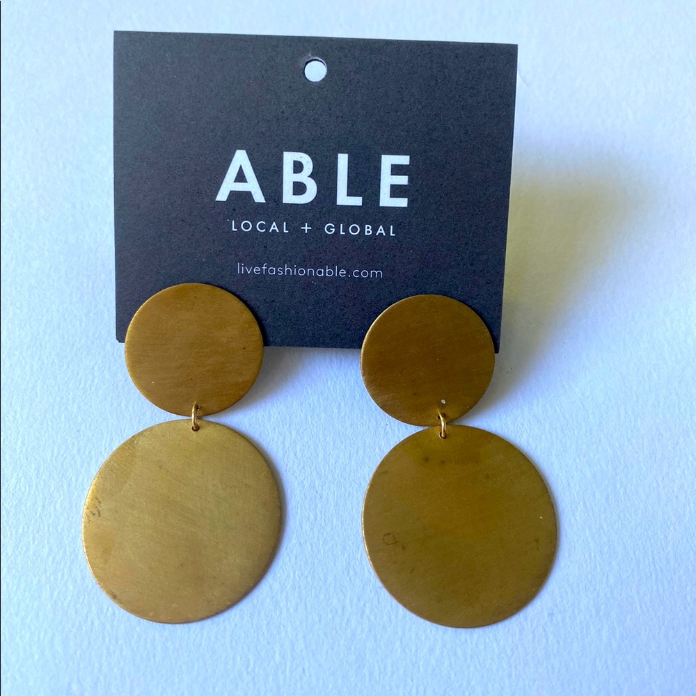 ABLE geometric brass statement earrings